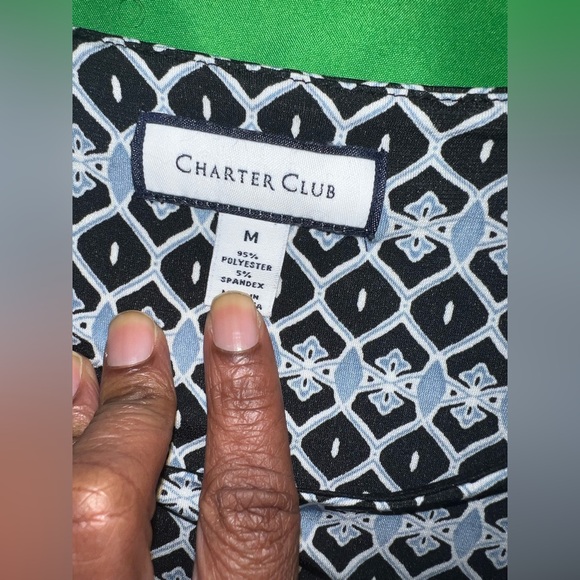 Charter Club Black and Light Blue Geometric Dress size Medium - Picture 3 of 6